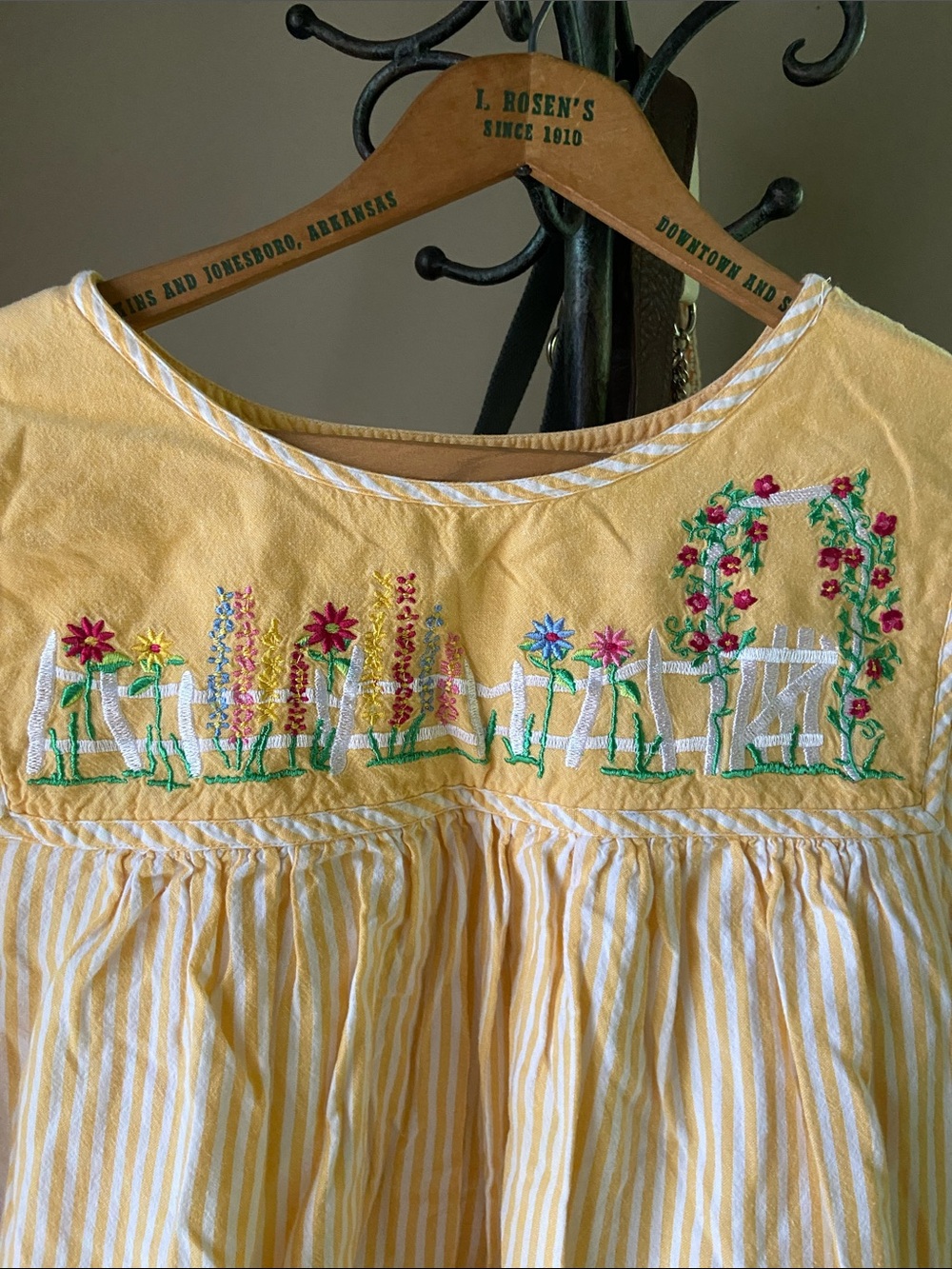 Bechamel summer orange/ yellow striped embroidered dress SZ L - Picture 3 of 7